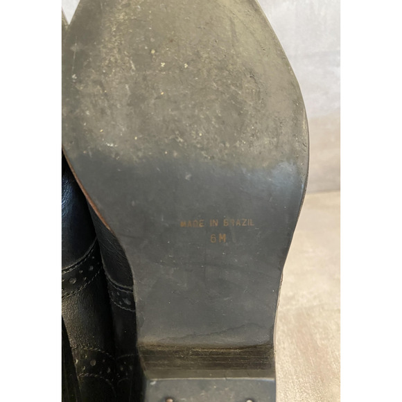 Vintage Nine West Ankle Boots Womens 6 Black Leather Buckle Pointed Toe - Picture 14 of 15